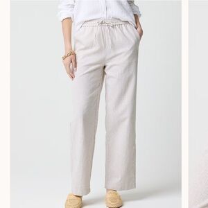 NWT J. Crew Linen-blend slim wide-leg drawstring pant